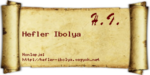 Hefler Ibolya névjegykártya